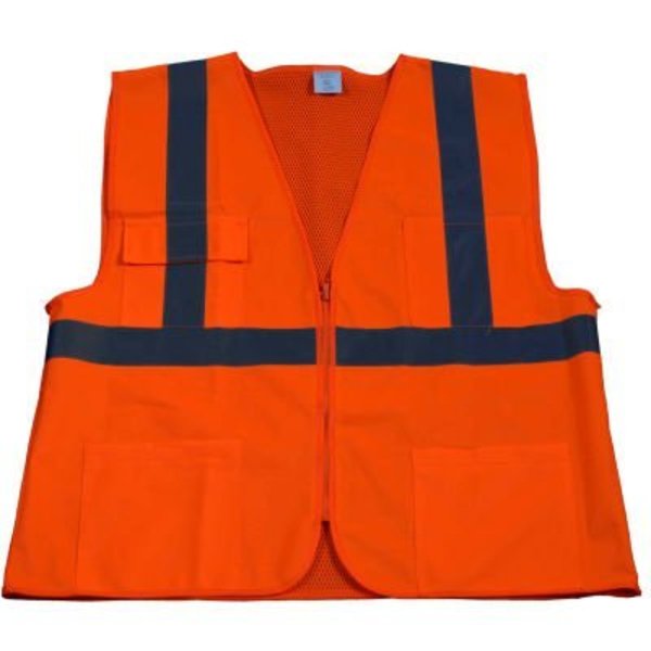 Petra Roc Inc Petra Roc Front Solid Mesh Back Safety Vest, ANSI Class 2, Orange, 4XL/5XL OV2-FSMB-4X/5X